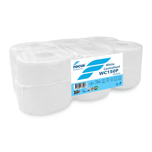 Show details for Centre Feed Rolls - White Pack of 6