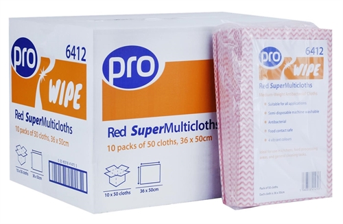Show details for Pro Super Multicloths - Red Pack of 50
