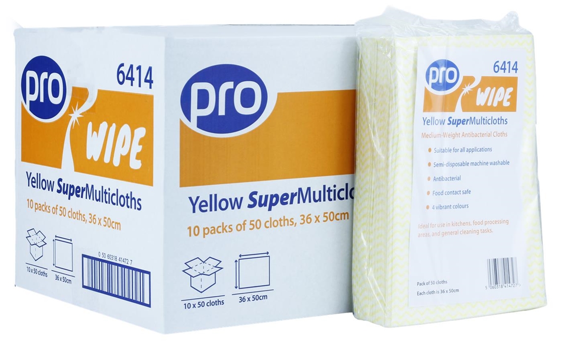 Show details for Pro Super Multicloths - Yellow Pack of 50
